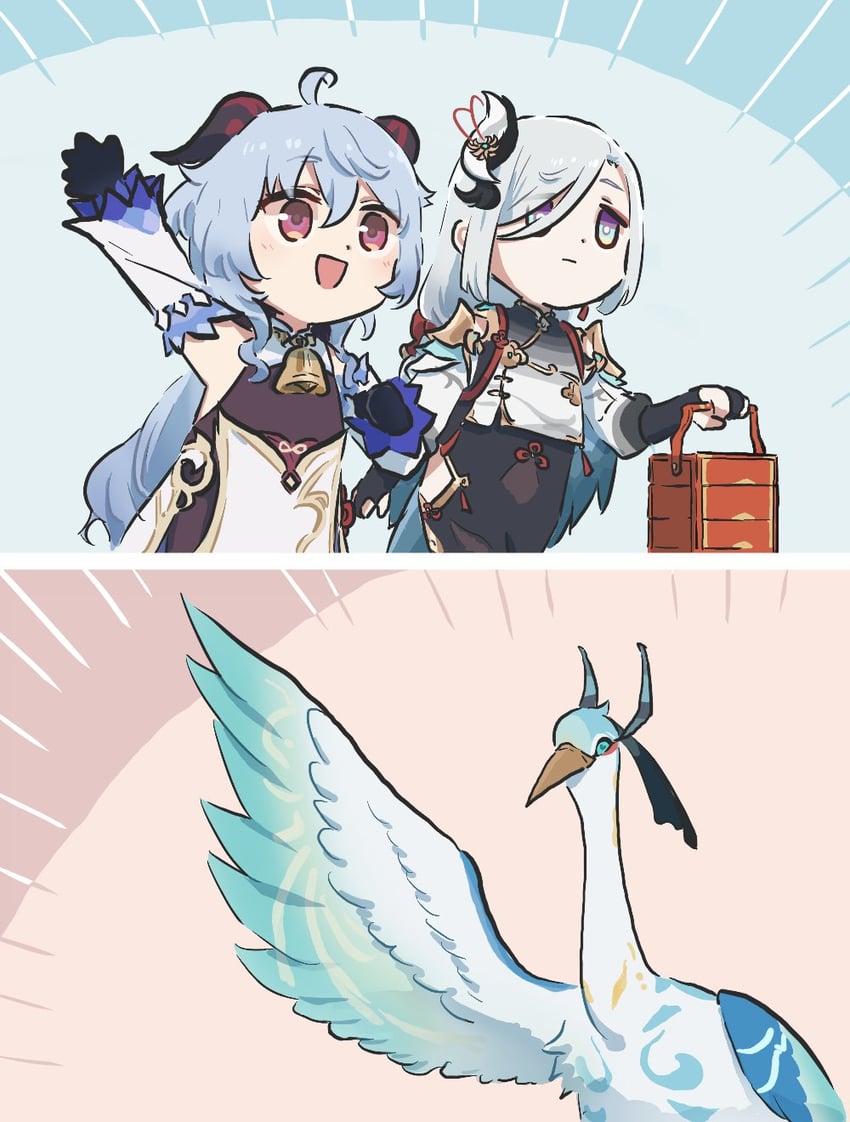 ganyu, shenhe, xianyun, and cloud retainer (genshin impact) drawn by xinzoruo