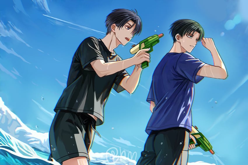 isagi yoichi and itoshi rin (blue lock) drawn by hyohls2_(hamao3o)