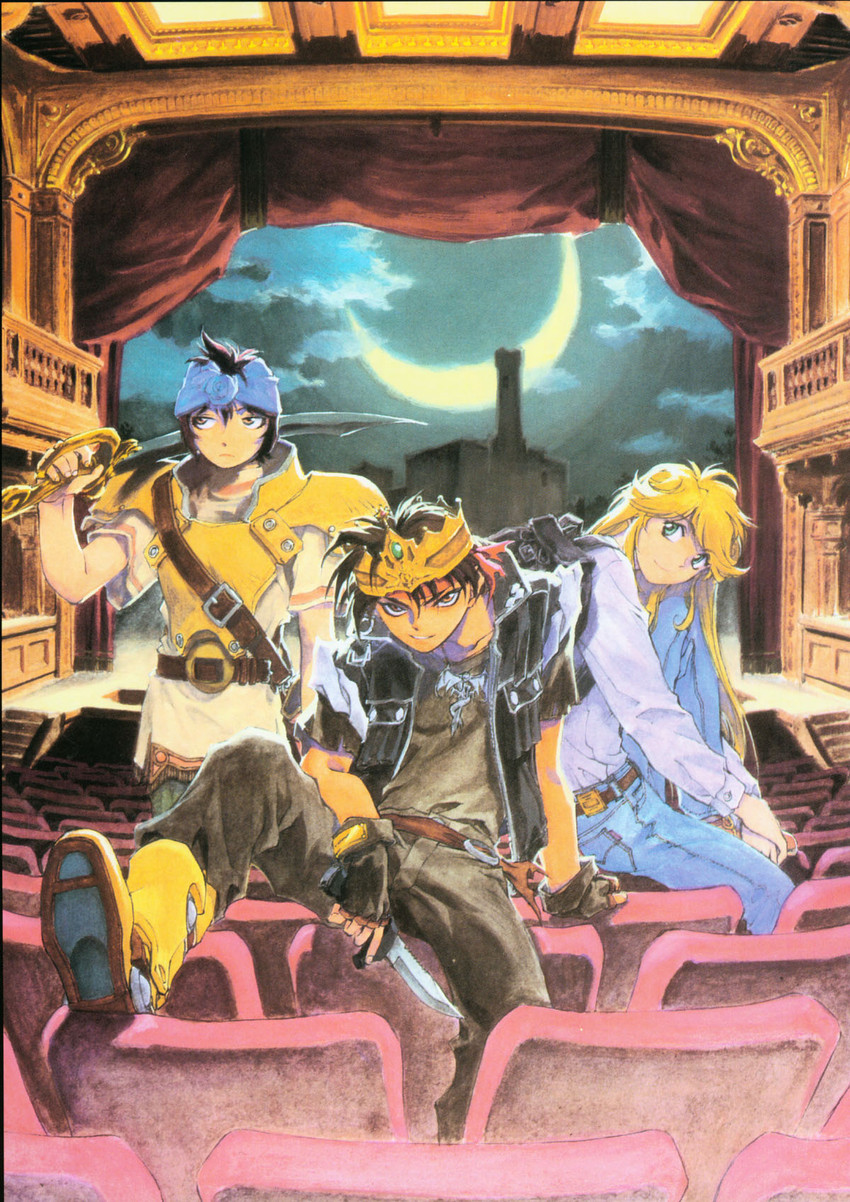 orphen, cleo everlastin, and madchen amick (majutsushi orphen) drawn by kusaka_yuuya