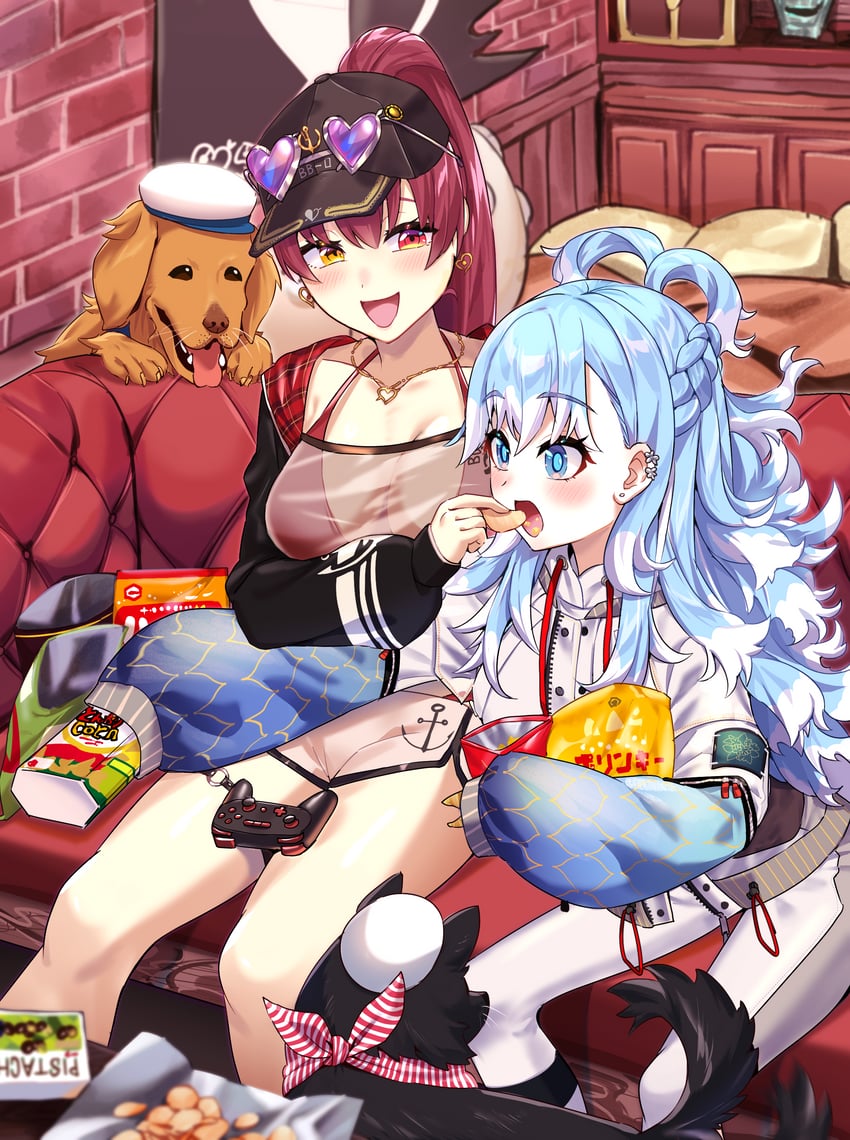 houshou marine and kobo kanaeru (hololive and 1 more) drawn by ama_(pixiv_50406250)