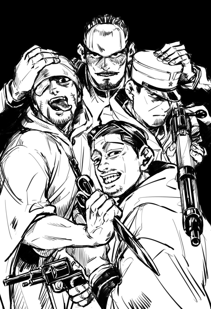 ogata hyakunosuke, tsukishima hajime, tsurumi tokushirou, and kikuta mokutaro (golden kamuy) drawn by kawasaki_(kwskkx85)