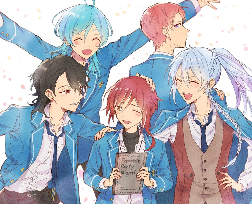 itsuki shu, sakuma rei, hibiki wataru, shinkai kanata, and sakasaki natsume (ensemble stars!) drawn by wednesday_108