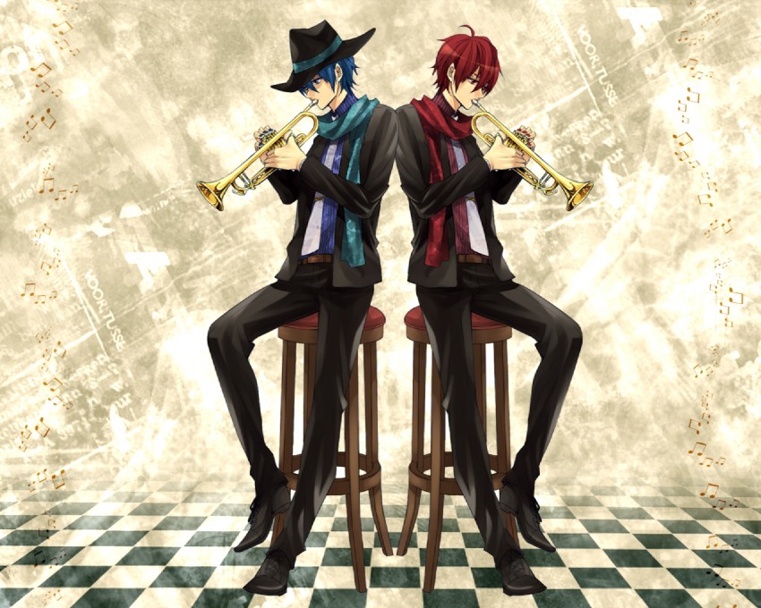 kaito and akaito (vocaloid) drawn by katase_waka