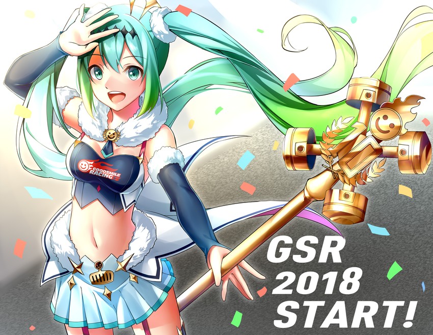 hatsune miku and racing miku (vocaloid and 1 more) drawn by rukinya_(nyanko_mogumogu)