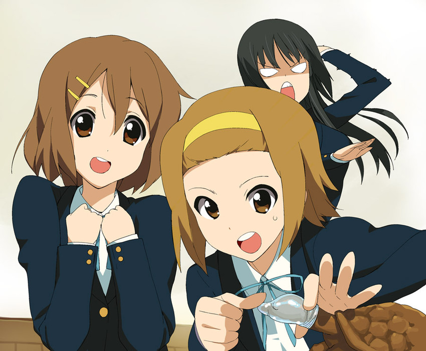 akiyama mio, hirasawa yui, and tainaka ritsu (k-on!) drawn by a1_(initial-g)