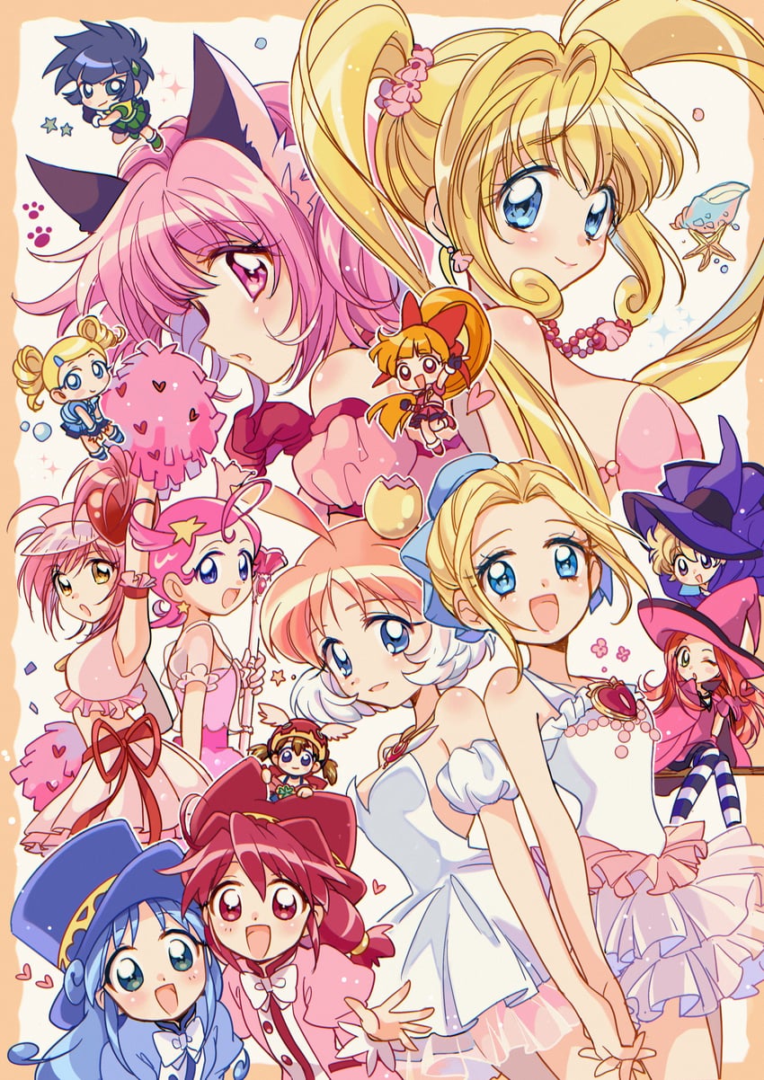 hinamori amu, momomiya ichigo, ahiru, fine, akazutsumi momoko, and 15 more (shugo chara! and 9 more) drawn by suzuki_(2red_moon3)