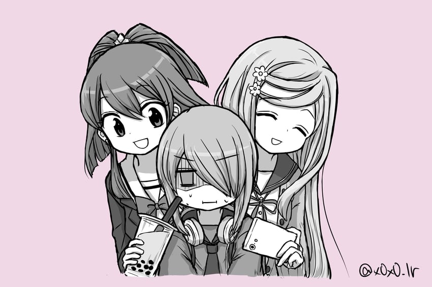 aika himena, miyabi shigure, and kurusu alexandra (mahou shoujo madoka magica and 1 more) drawn by rioran