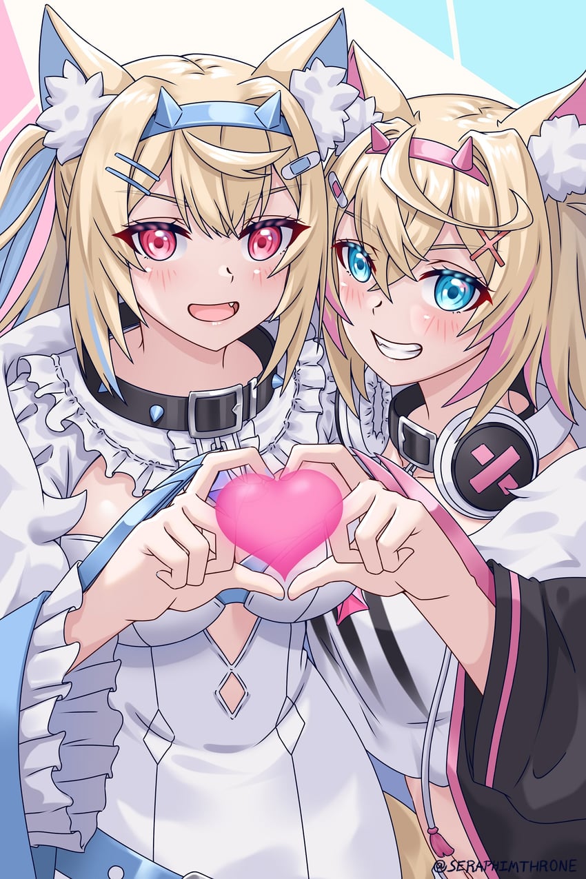 fuwawa abyssgard and mococo abyssgard (hololive and 1 more) drawn by seraphim_throne