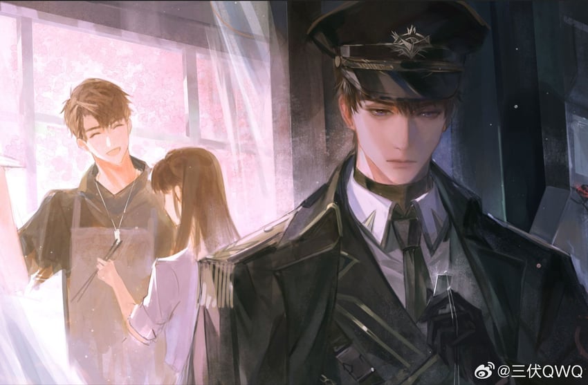 protagonist and caleb (love and deepspace) drawn by sanfu_qwq