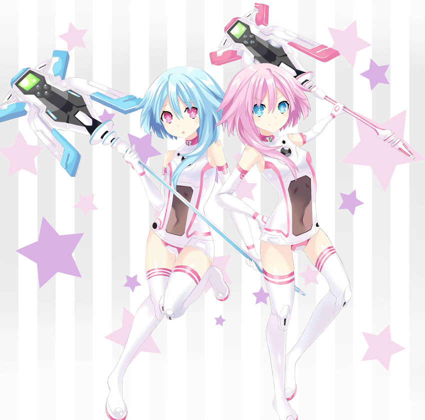 white sister ram and white sister rom (neptune and 1 more) drawn by ramu-on@_shinon