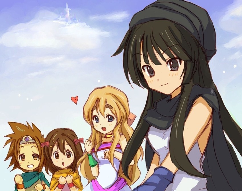 akiyama mio, hirasawa yui, tainaka ritsu, kotobuki tsumugi, hero, and 3 more (k-on! and 2 more) drawn by eijima_moko