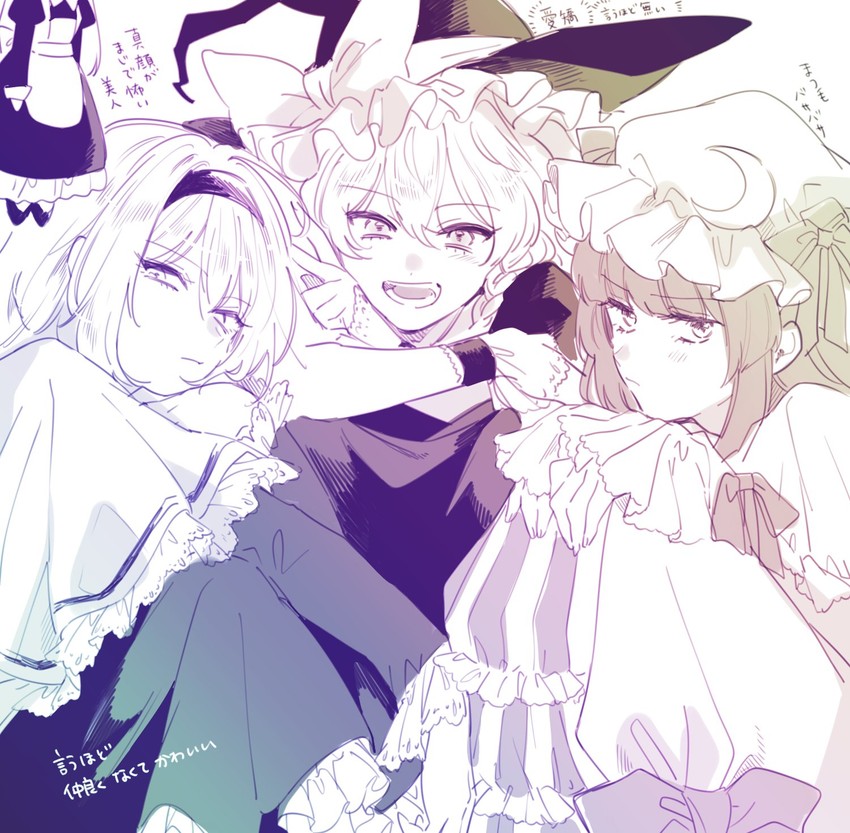 kirisame marisa, alice margatroid, and patchouli knowledge (touhou) drawn by oshikawa_ii