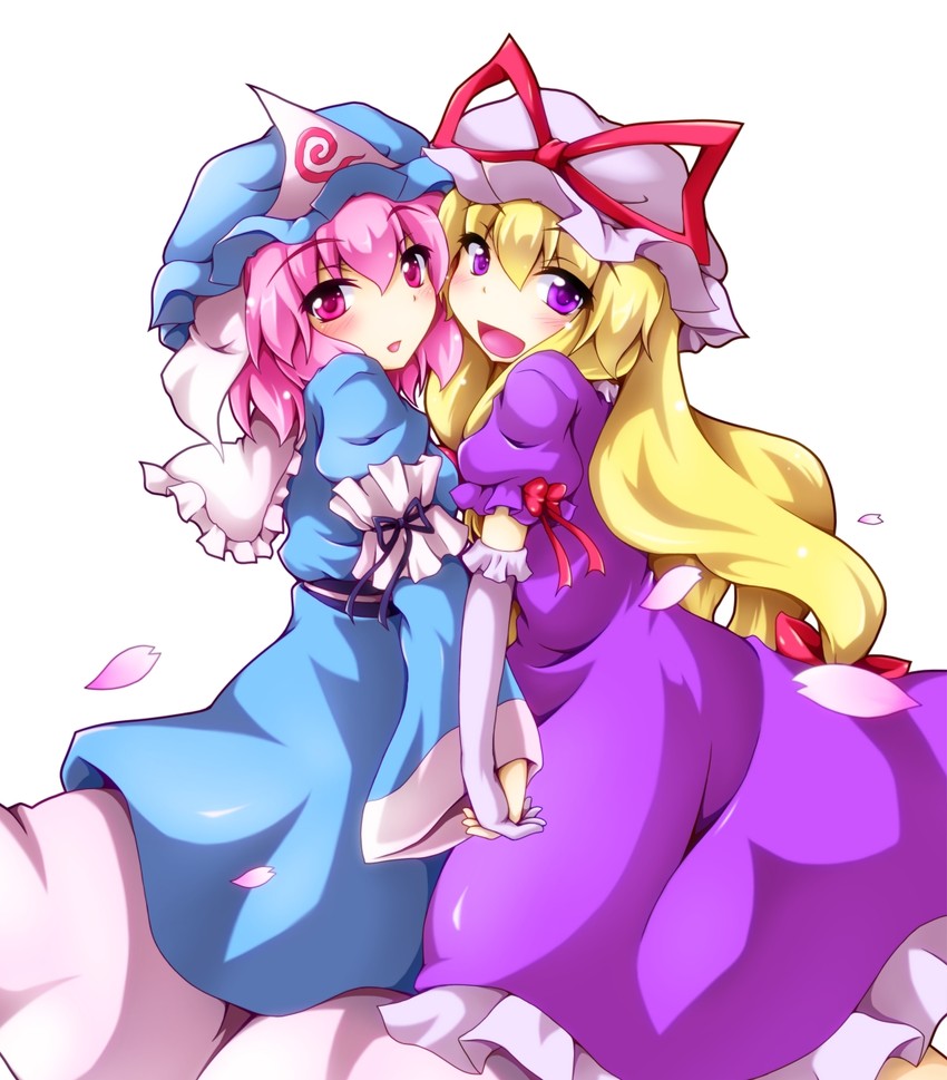 yakumo yukari and saigyouji yuyuko (touhou) drawn by yoshihiro-m