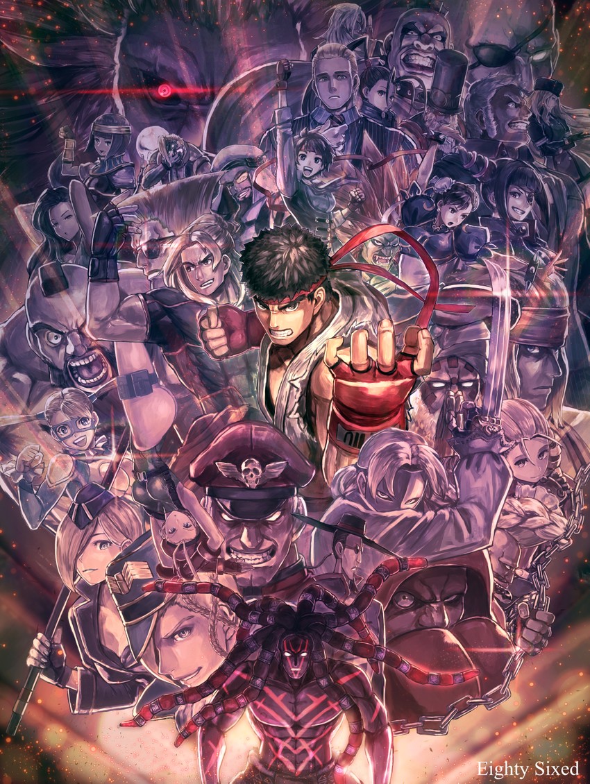 chun-li, cammy white, han juri, ryu, kasugano sakura, and 28 more (street fighter and 2 more) drawn by kuroi_susumu