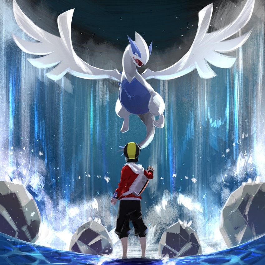 ethan and lugia (pokemon and 1 more) drawn by ao_(taratsunasand)