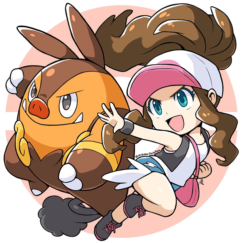 hilda and pignite (pokemon and 2 more) drawn by peron_(niki2ki884)