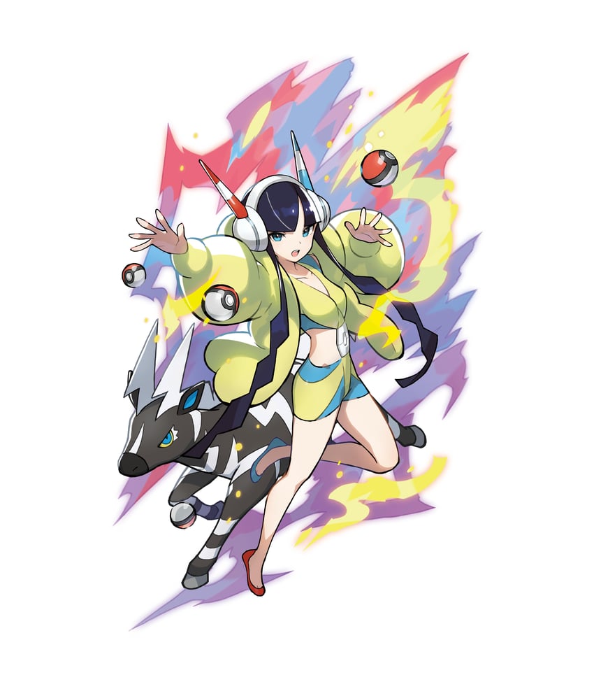 elesa and zebstrika (pokemon and 1 more) drawn by saitou_naoki