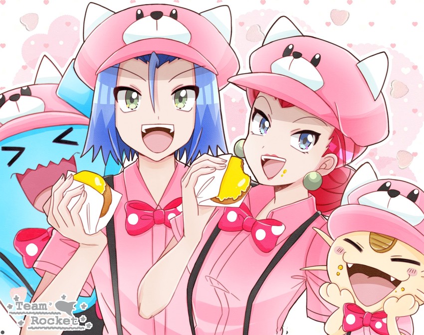 jessie, james, meowth, wobbuffet, and bewear (pokemon and 1 more) drawn by hutao_poke