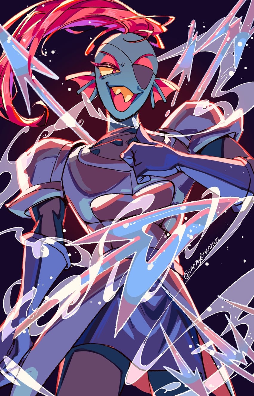 undyne and undyne the undying (undertale) drawn by monyorun