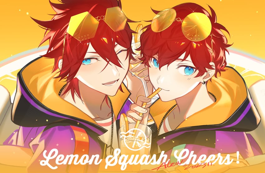 amagi rinne and amagi hiiro (ensemble stars!) drawn by aleo
