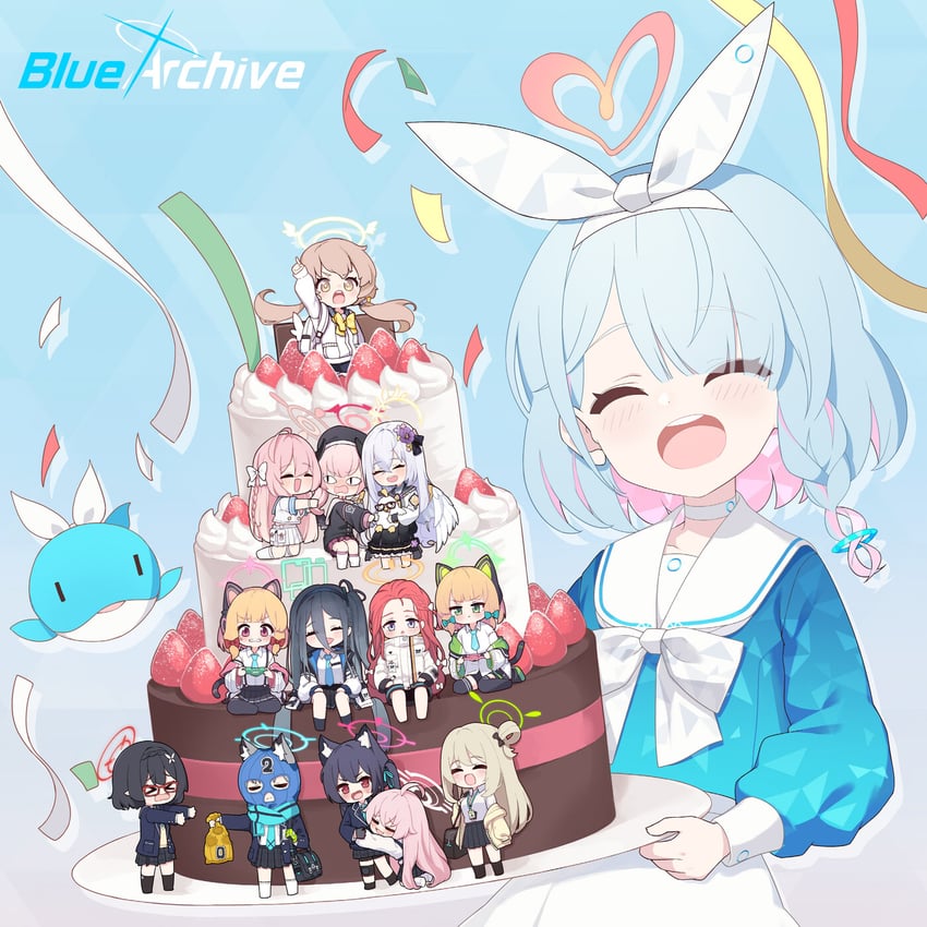 shiroko, hoshino, koharu, aris, arona, and 9 more (blue archive) drawn by ansan_ey