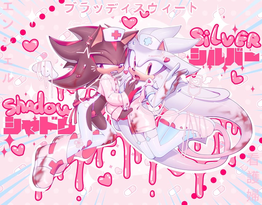 shadow the hedgehog and silver the hedgehog (sonic) drawn by kazuna_endi
