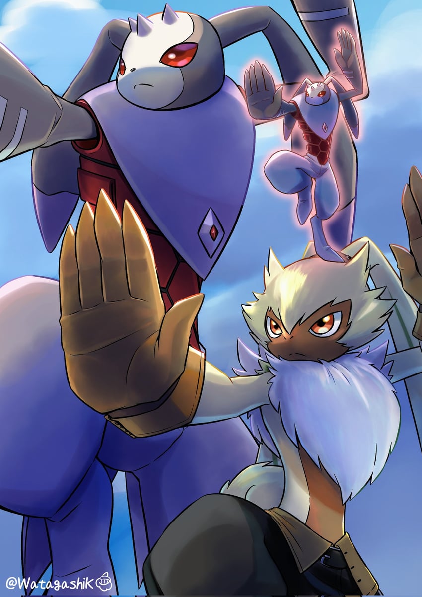 symbareangoramon and andiramon (digimon) drawn by watagashikn