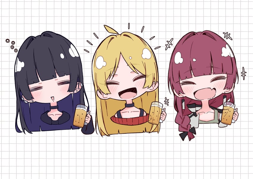 hiroi kikuri, ijichi seika, and pa-san (bocchi the rock!) drawn by aomoringo