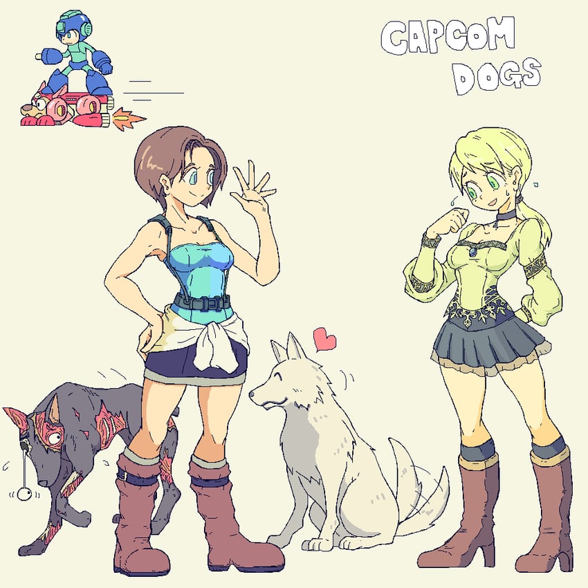 mega man, jill valentine, rush, fiona belli, and hewie (resident evil and 4 more) drawn by rongoronko