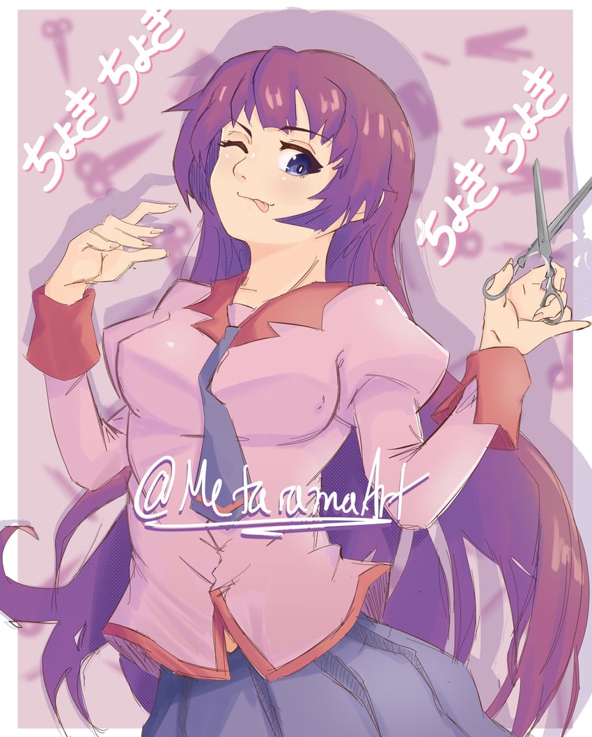 senjougahara hitagi (monogatari and 1 more) drawn by metarama