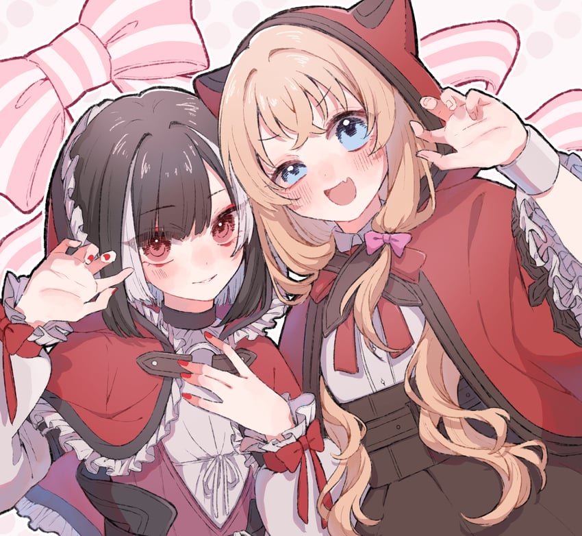 little red riding hood, midare toushirou, big bad wolf, and kyogoku masamune (touken ranbu and 1 more) drawn by enon_kt