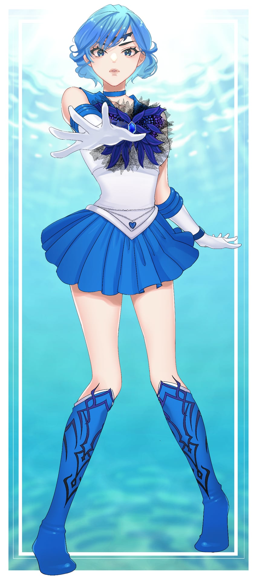 mizuno ami, sailor mercury, and dark mercury (bishoujo senshi sailor moon and 1 more) drawn by vuipui