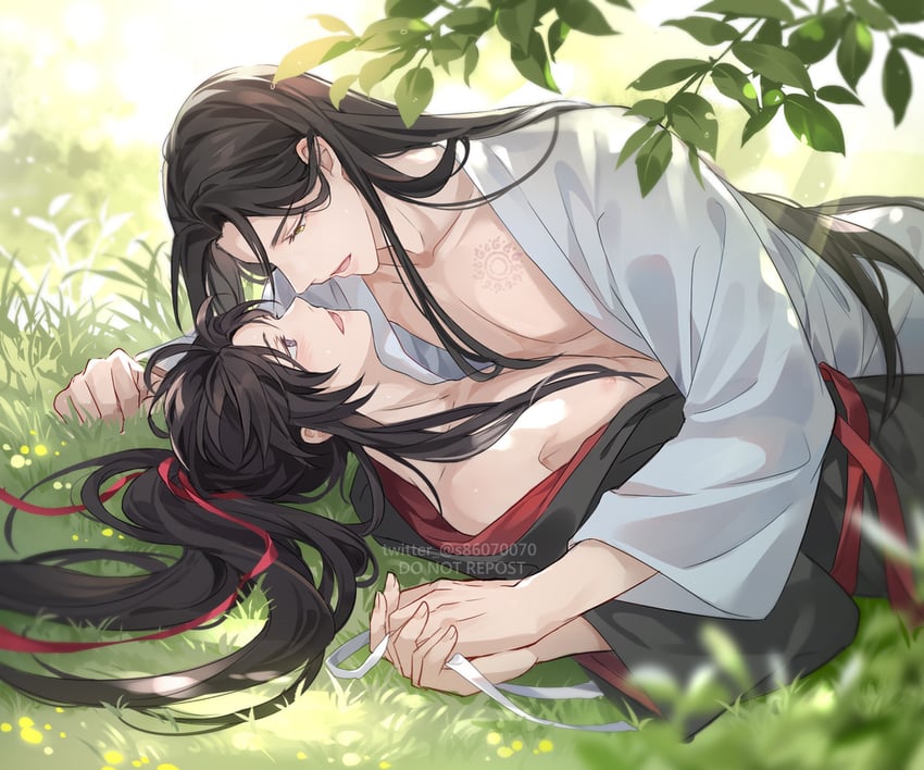 wei wuxian and lan wangji (modao zushi) drawn by usagishi