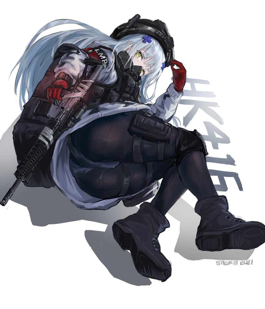 hk416 and last man battalion (girls' frontline and 1 more) drawn by sawkm