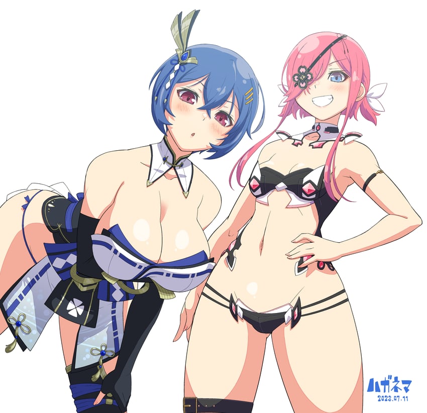 kazakiri and amane (senran kagura and 1 more) drawn by haganemaru_kennosuke