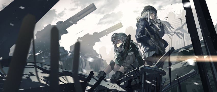 hk416 and g11 (girls' frontline) drawn by fujita_(condor)