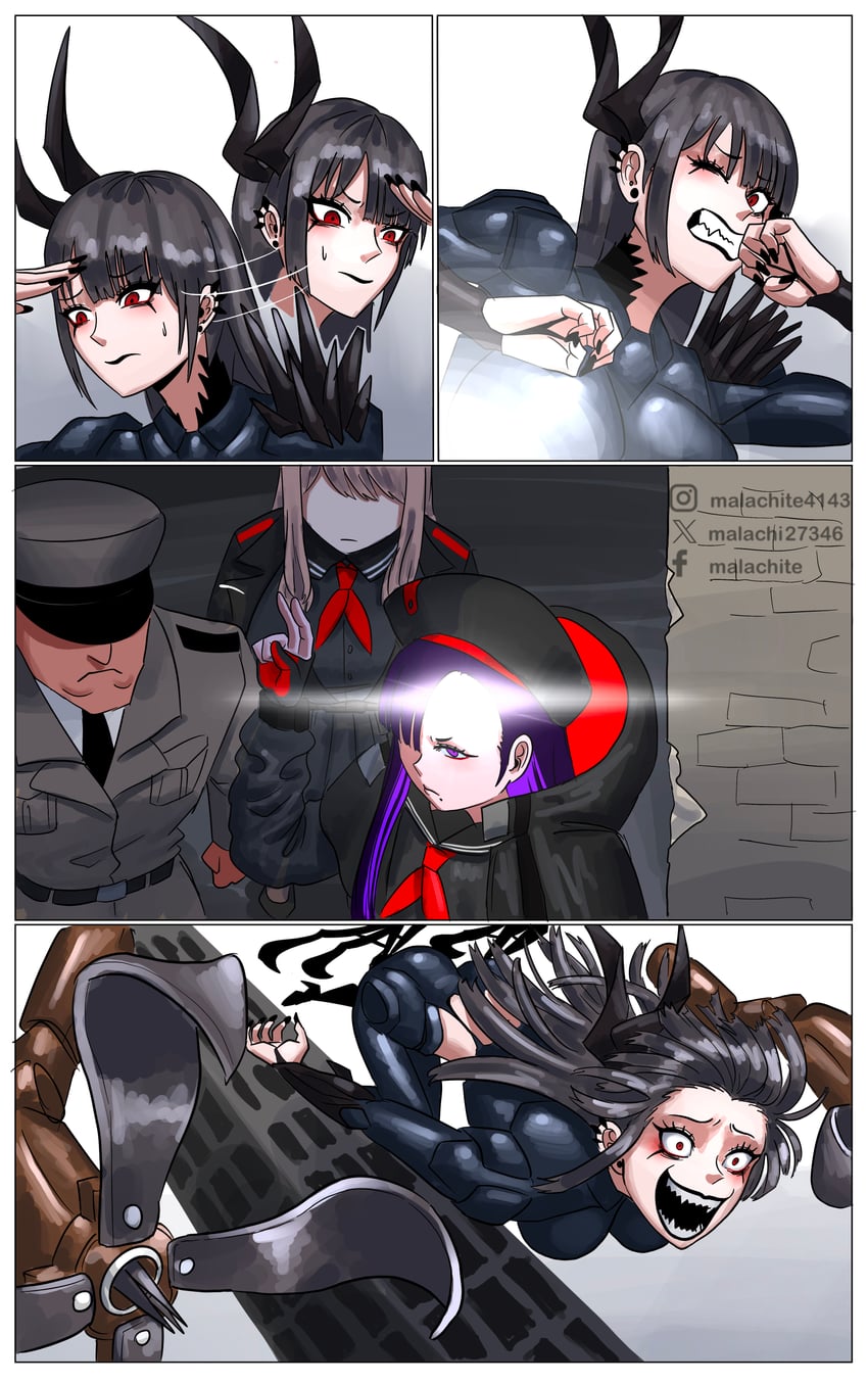 commander, emma, eunhwa, and behemoth (goddess of victory: nikke) drawn by malachite_27346