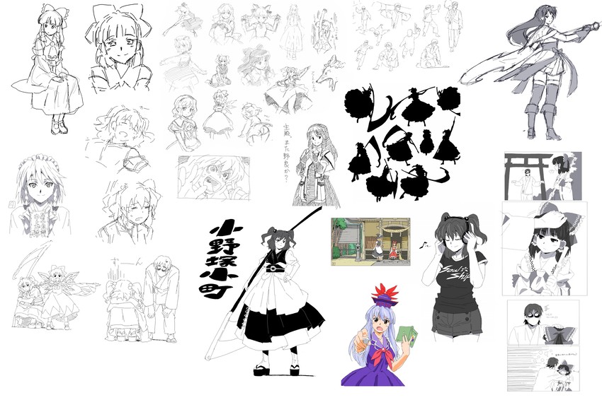 hakurei reimu, izayoi sakuya, kochiya sanae, konpaku youmu, alice margatroid, and 10 more (touhou) drawn by ikuya_koimori