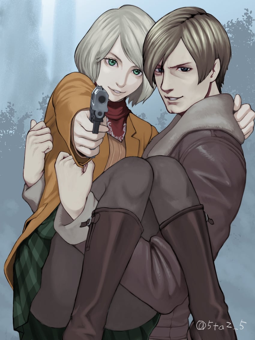 leon s. kennedy and ashley graham (resident evil and 1 more) drawn by 5tatsu