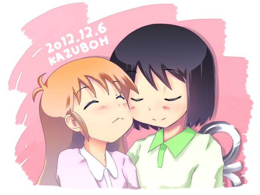 shinonome nano and professor shinonome (nichijou) drawn by kazuboh