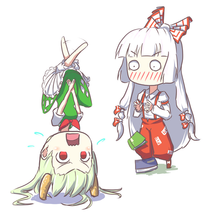 fujiwara no mokou, kamishirasawa keine, and ex-keine (touhou) drawn by peroponesosu.