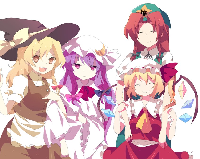 kirisame marisa, flandre scarlet, patchouli knowledge, and hong meiling (touhou) drawn by hacchi
