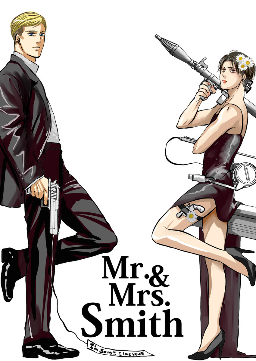 levi and erwin smith (shingeki no kyojin and 1 more) drawn by 966-ua