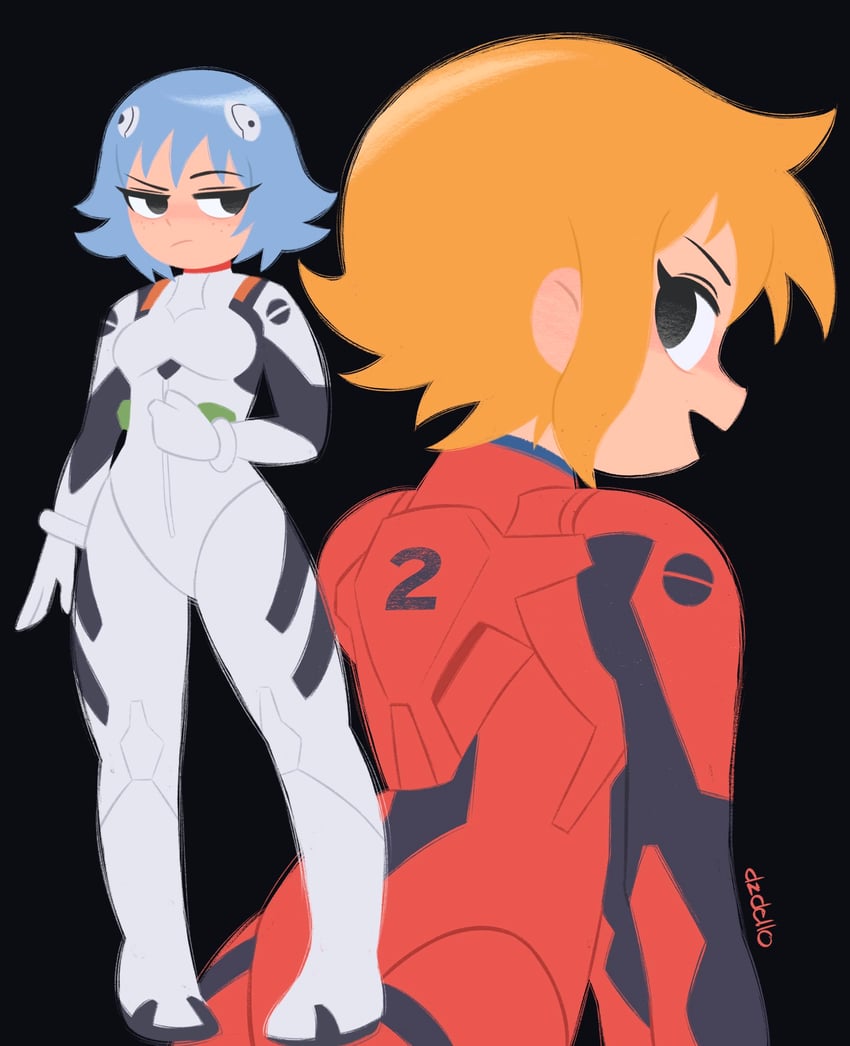 souryuu asuka langley, ayanami rei, ramona flowers, and kim pine (neon genesis evangelion and 2 more) drawn by dzdello