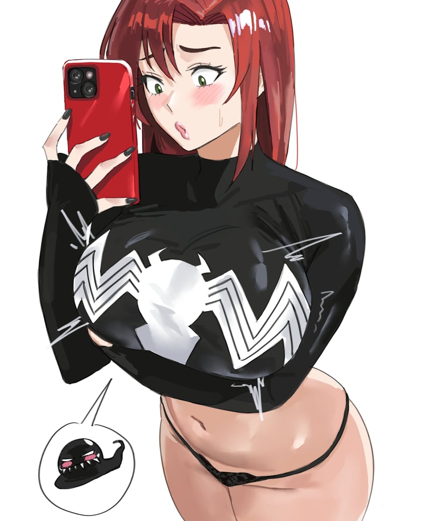 venom and mary jane watson (marvel and 1 more) drawn by mugi_(mugit49)