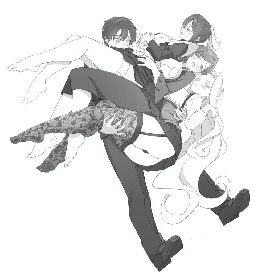 aijou rentarou, hanazono hahari, meido mei, and utsukushisugi mimimi (kimi no koto ga dai dai dai dai daisuki na 100-nin no kanojo) drawn by hornfelstone