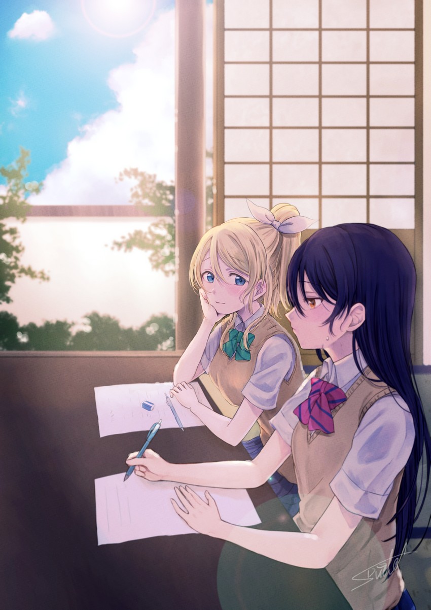 sonoda umi and ayase eli (love live! and 1 more) drawn by suito
