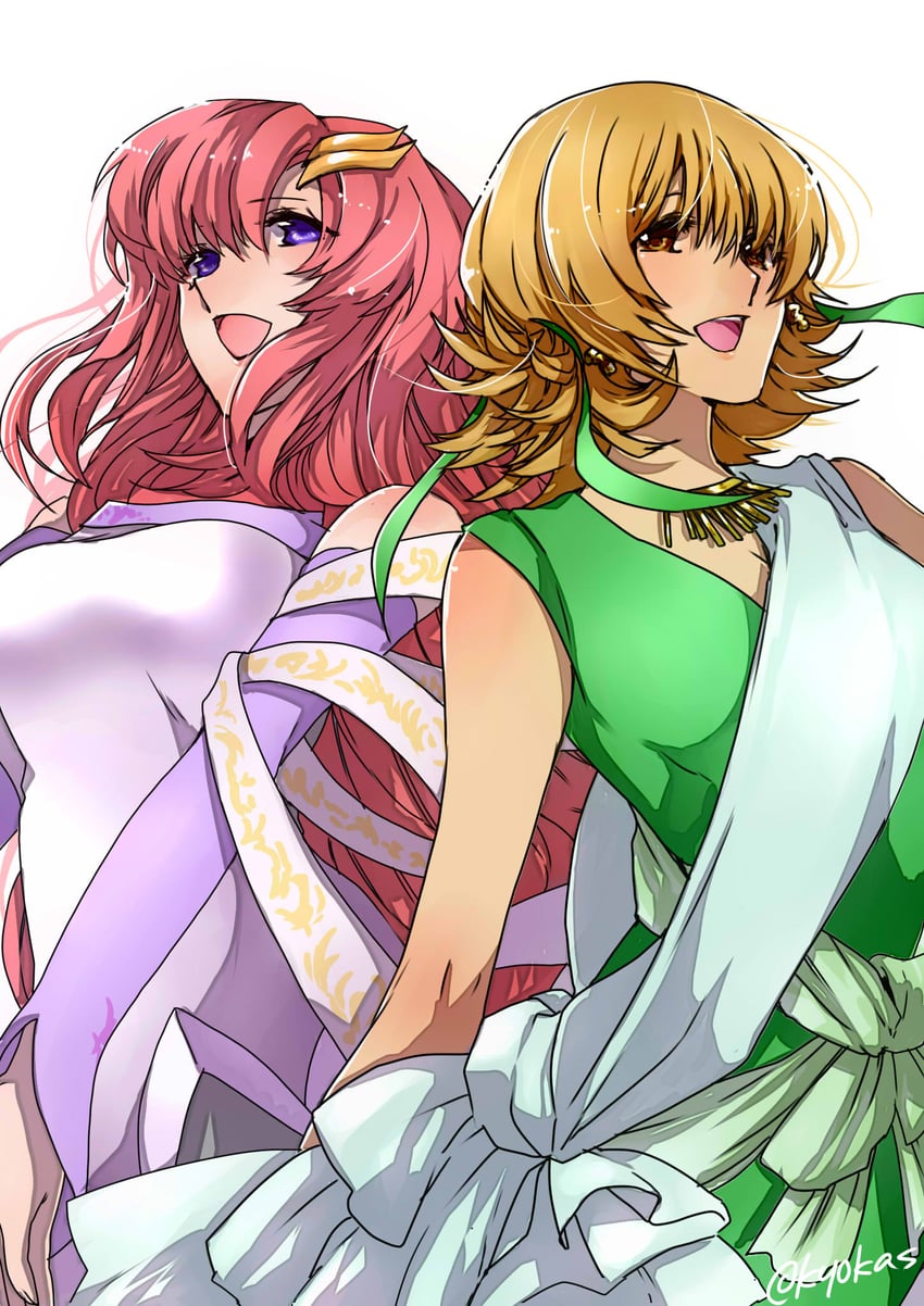 cagalli yula athha and lacus clyne (gundam and 1 more) drawn by huxoran77