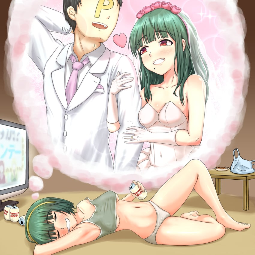 producer, p-head producer, and otonashi kotori (idolmaster) drawn by nii_niip