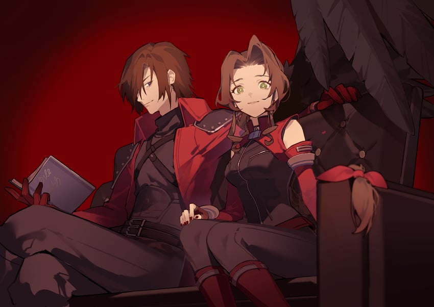 aerith gainsborough and genesis rhapsodos (final fantasy and 3 more) drawn by lilith-lily